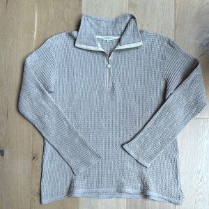 DONNI Gray Zip Up Sweater with Ribbed Knit